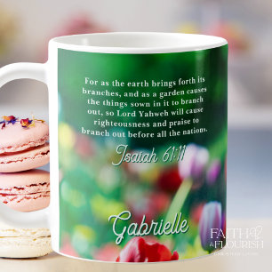 Tulip Garden Scripture Personalised Coffee Mug
