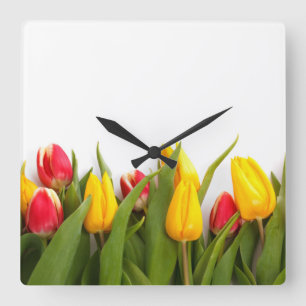 Tulip Garden Square Wall Clock