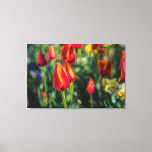 Tulip Garden Textured Canvas Print