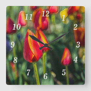 Tulip Garden Textured Wall Clock