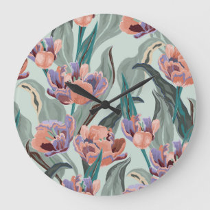 Tulip Garden: Vintage Large Flowers Clock