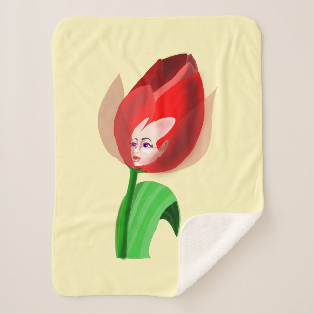 Tulip Girl Baby Sherpa Blanket - Customizable (Front)