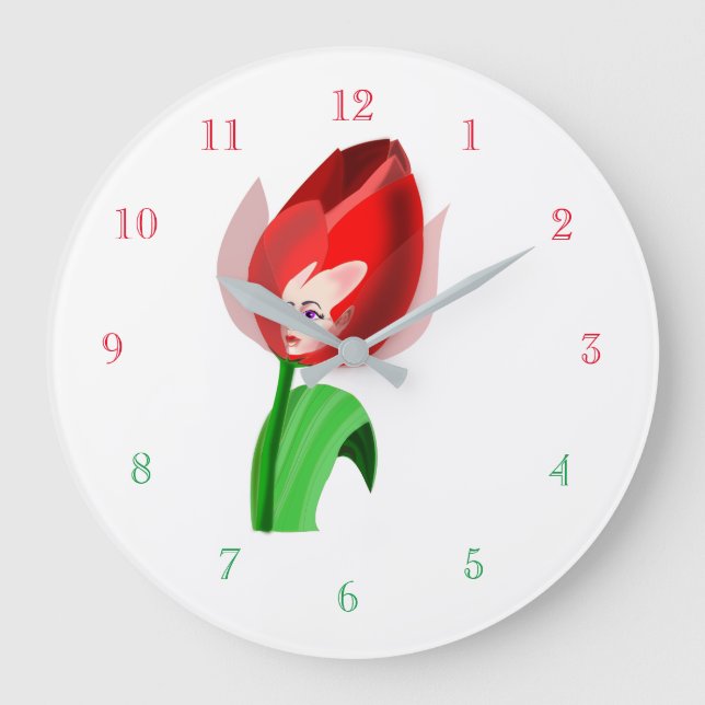 Tulip Girl Clock - Custom Colours (Front)