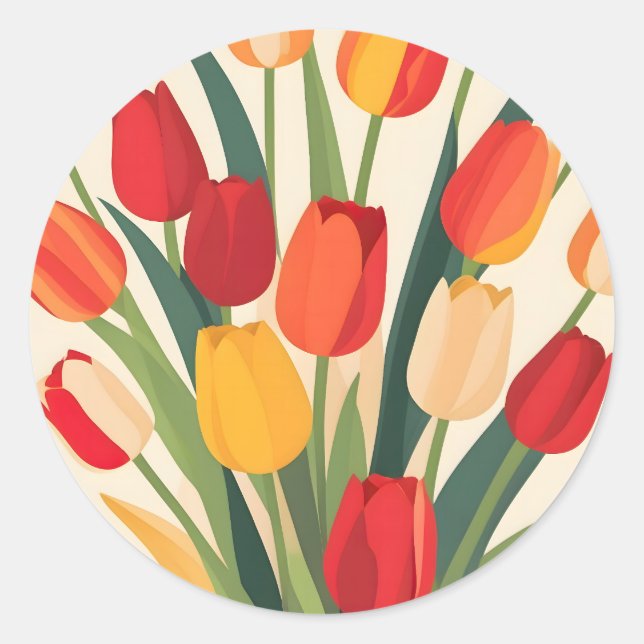 Tulip Glow-Up Classic Round Sticker (Front)