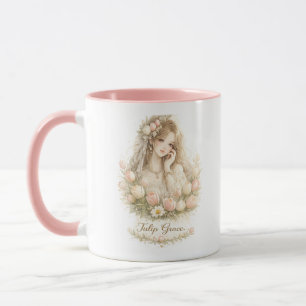 Tulip Grace Floral Girl Mug