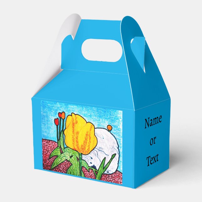 Tulip in Garden  Favour Box (Front Side)
