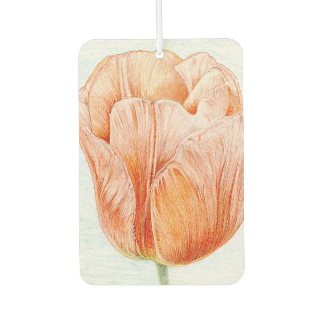Tulip in Peach Colour Car Air Freshener (Front)
