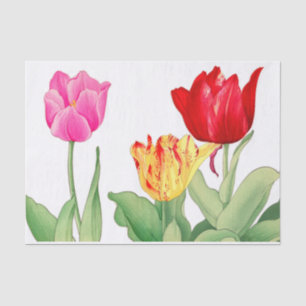 Tulip, Japanese woodblock art, Decoupage Tissue Paper