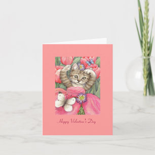 Tulip Kitten Valentine Holiday Card