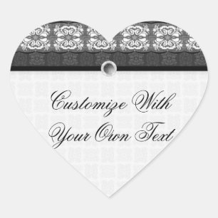 Tulip Laced Ribbon Mix Match (Black And White) Heart Sticker
