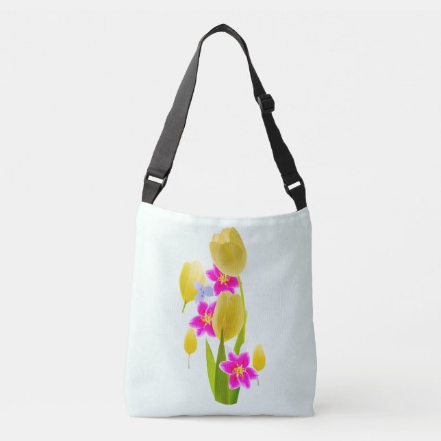 Tulip Lily Floral Crossbody Bag (Front)