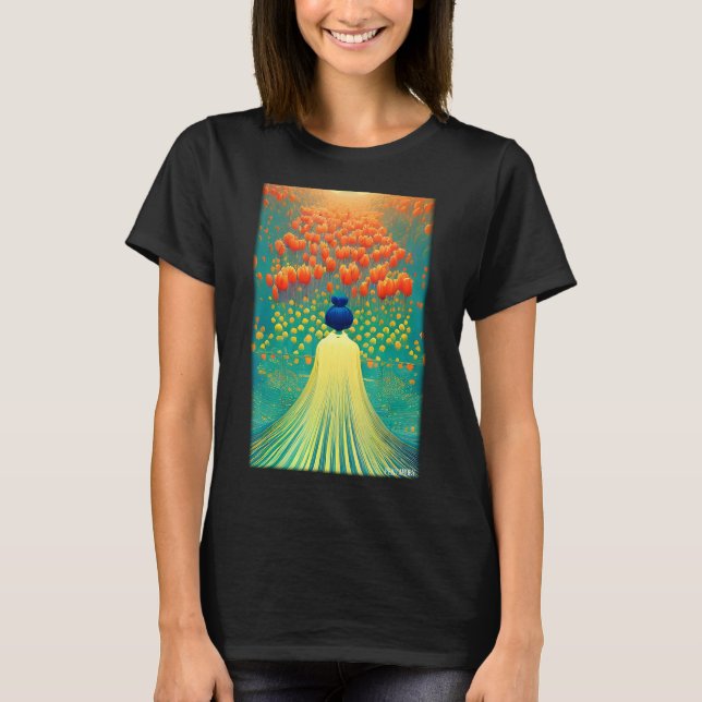 Tulip Lily Flower Spring Meadow Green Natural Gard T-Shirt (Front)