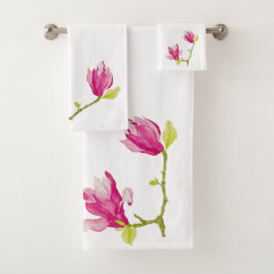 Tulip Magnolias on a Bathroom Towel Set