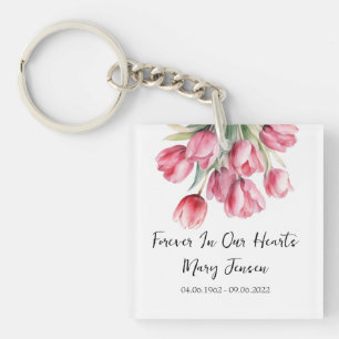 Tulip Memorial Funeral Photo Keychain