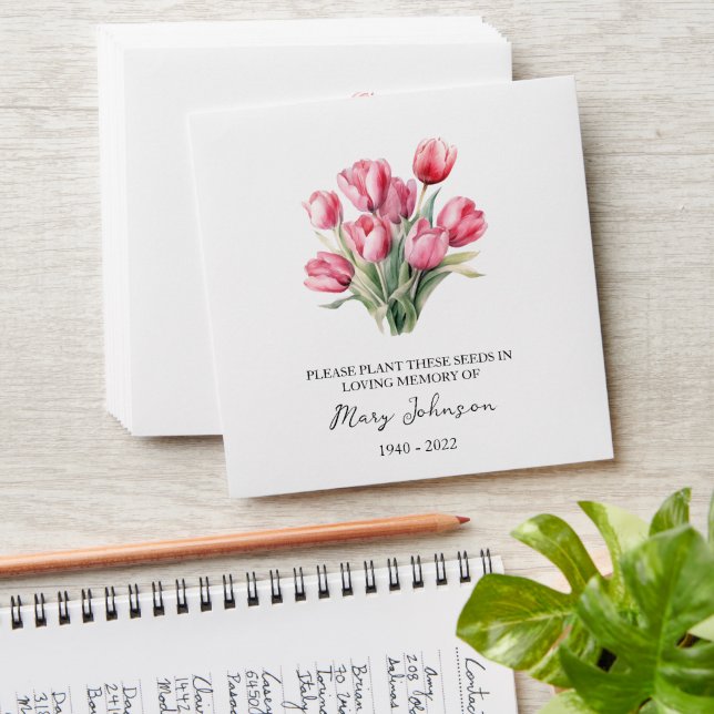 Tulip Memorial Funeral Seed Envelope (Stacked)