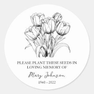Tulip Memorial Funeral Seed Packet Classic Round Sticker