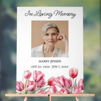 Tulip Memorial Photo Funeral Acrylic Sign
