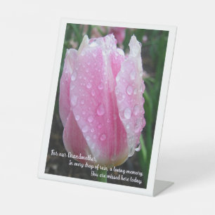 Tulip Memorial Tabletop Plaque with Easel Pedestal Sign