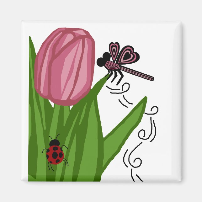 Tulip n dragonfly magnet (Front)