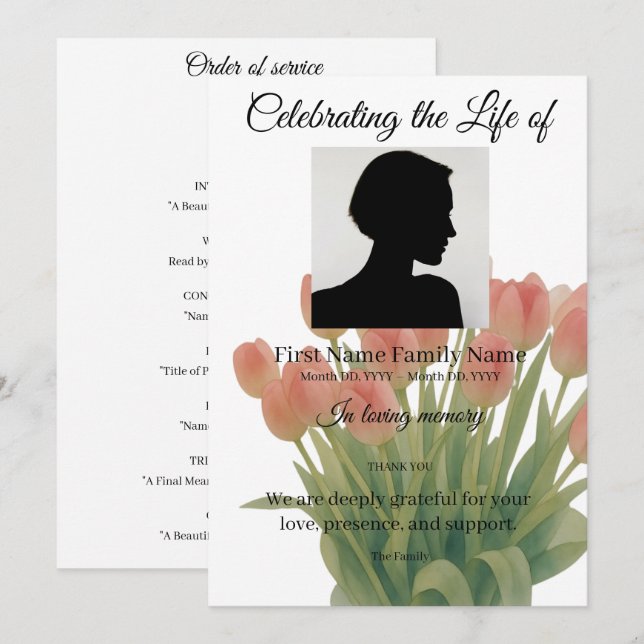 Tulip order of service invitation (Front/Back)