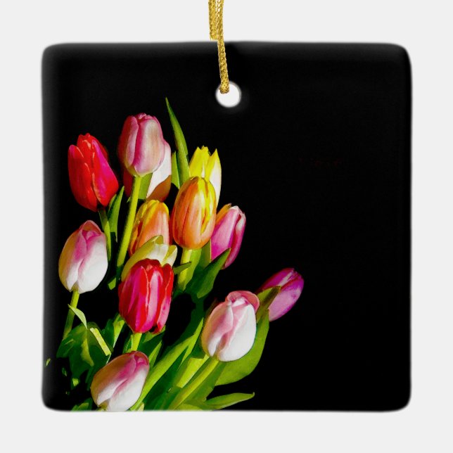 Tulip Painting - Original Flower Art Ceramic Ornament (Front)