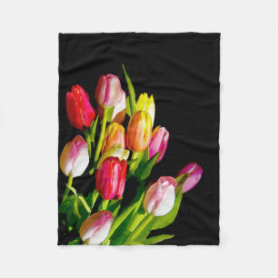 Tulip Painting - Original Flower Art Fleece Blanket