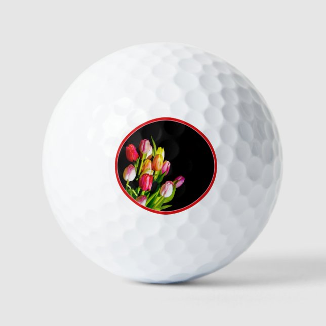 Tulip Painting - Original Flower Art Golf Balls (Front)