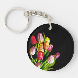 Tulip Painting - Original Flower Art Key Ring