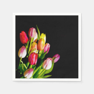 Tulip Painting - Original Flower Art Napkin