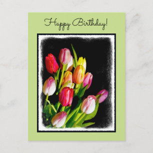 Tulip Painting - Original Flower Art Postcard