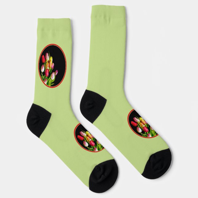 Tulip Painting - Original Flower Art Socks (Right)