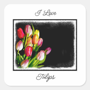 Tulip Painting - Original Flower Art Square Sticker