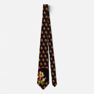 Tulip Painting - Original Flower Art Tie
