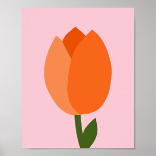 Tulip Pastel Pink And Orange Poster