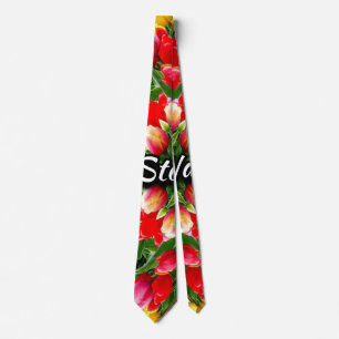 Tulip pattern of confession of love. tie