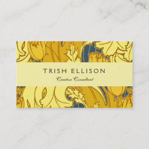 Tulip Pattern Print: Yellow Blue Art Nouveau Business Card