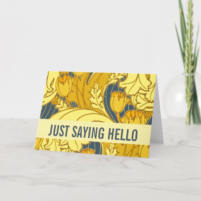 Tulip Pattern Print: Yellow Blue Art Nouveau Card (Front)