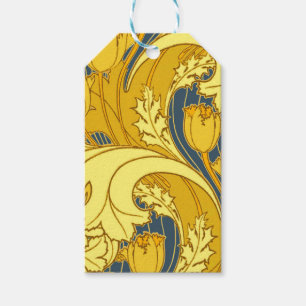 Tulip Pattern Print: Yellow Blue Art Nouveau Gift Tags