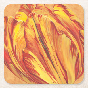 Tulip Power I Square Paper Coaster