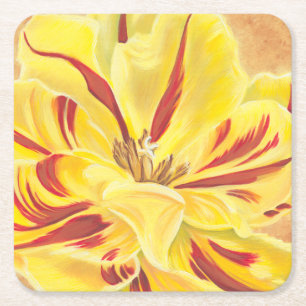 Tulip Power II Square Paper Coaster