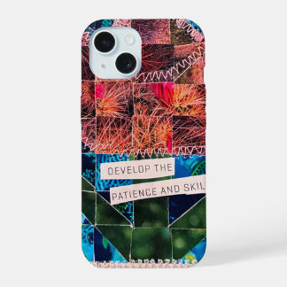 Tulip Quilt Cactus Flower & Ocean Fish Mosaic Art iPhone 15 Case