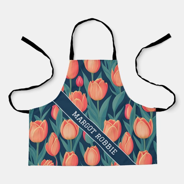 Tulip Retro Colourful Personalised Pattern Apron (Front)