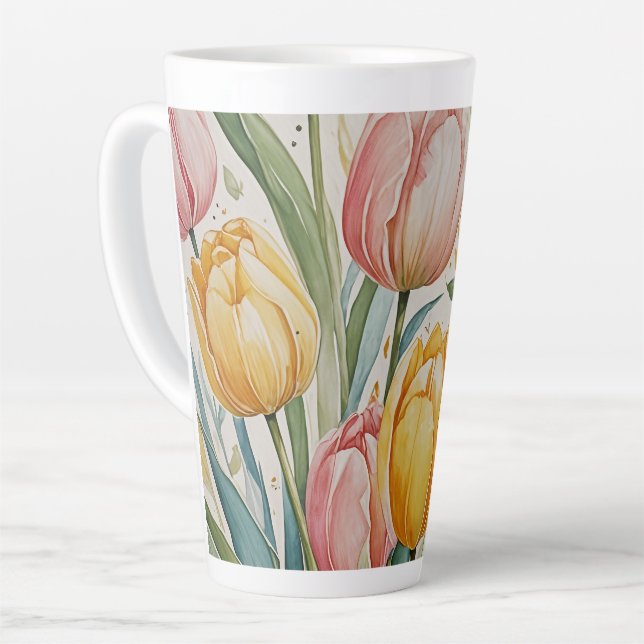 Tulip Reverie Latte Mug (Left Angle)