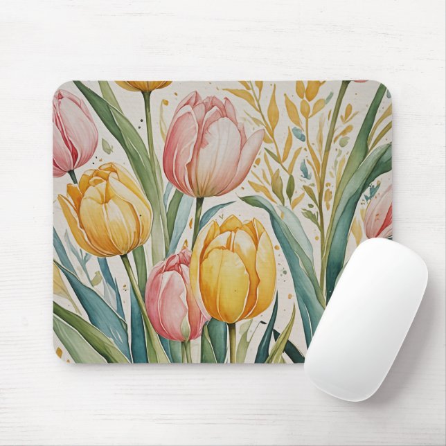 Tulip Reverie Mouse Mat (With Mouse)