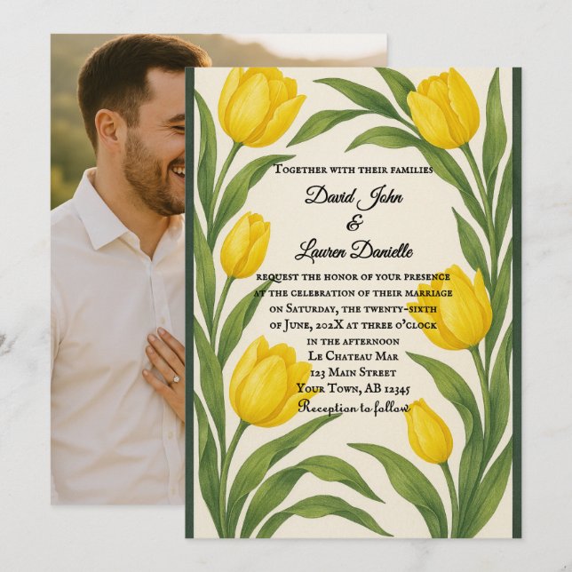 Tulip Reverie Photo Wedding Invitation (Front/Back)