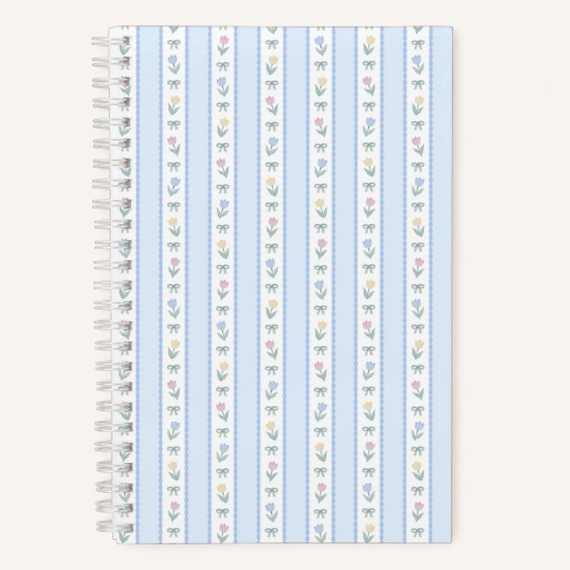 Tulip Ribbon Stripe Blue Notebook (Front)