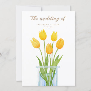 Tulip Romance Floral Yellow Wedding Invitation