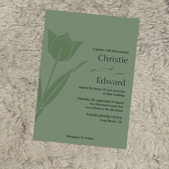 Tulip Sage Green Wedding Invitations (Creator Uploaded)