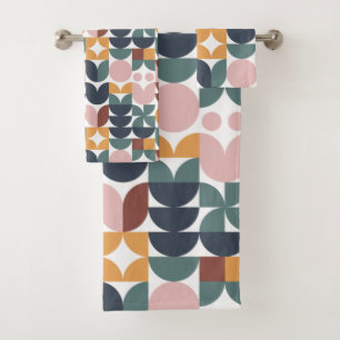Tulip Scandinavian Modern Geometric Pattern Bath Towel Set
