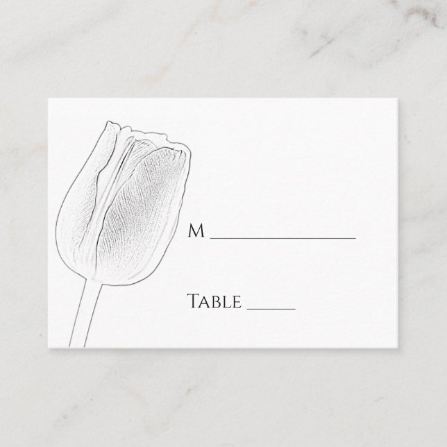 Tulip Sketch Spring Wedding Place Card (Front)